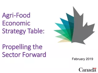 Agri -Food Economic Strategy Table: Propelling the Sector Forward