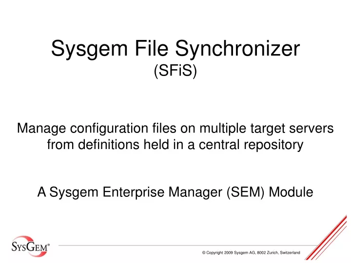 sysgem file synchronizer sfis