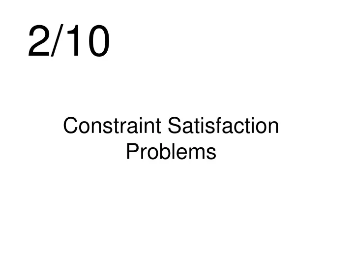 constraint satisfaction problems