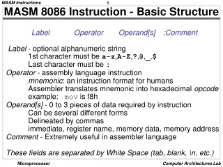 MASM 8086 Instruction - Basic Structure