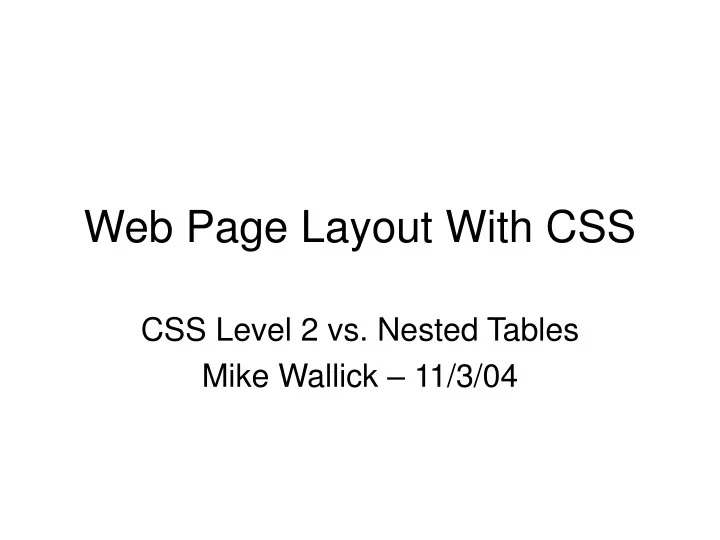 web page layout with css