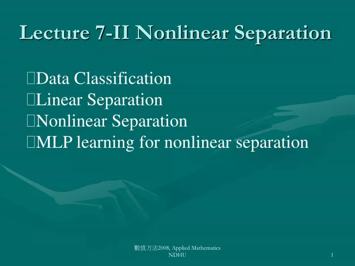 lecture 7 ii nonlinear separation