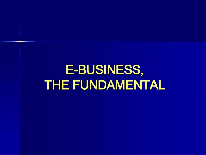 e business the fundamental