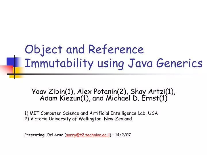object and reference immutability using java generics
