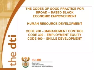 CODE 200 &amp; 300 – MANAGEMENT CONTROL &amp; EMPLOYMENT EQUITY