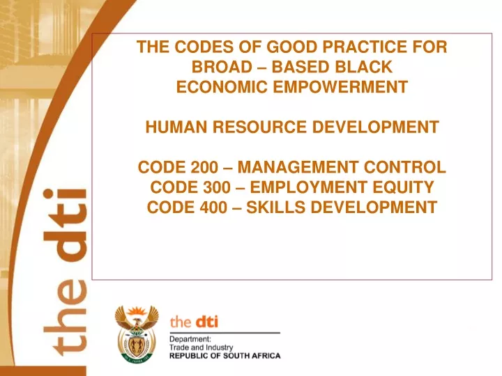 the codes of good practice for broad based black