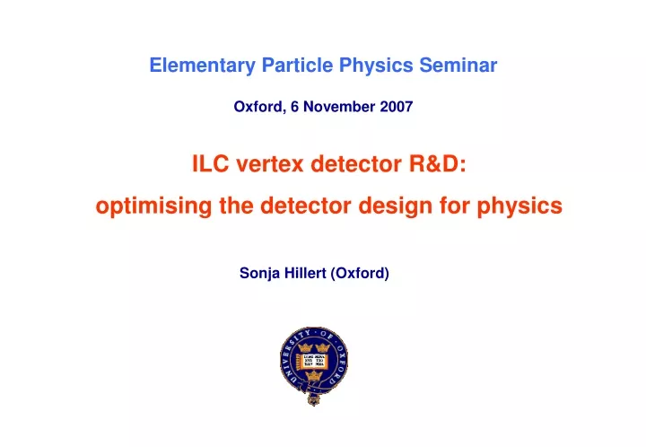 elementary particle physics seminar oxford