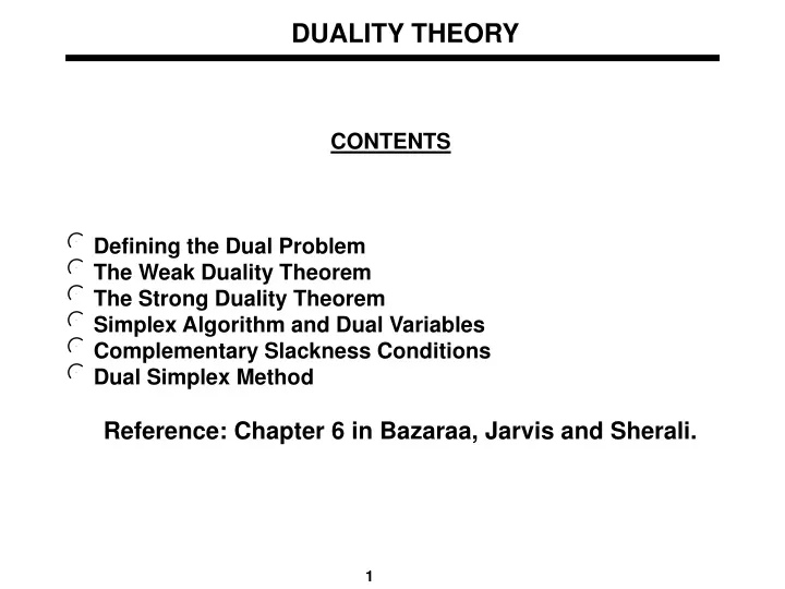duality theory