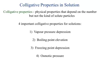 Colligative Properties in Solution