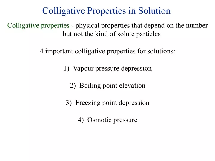 colligative properties in solution