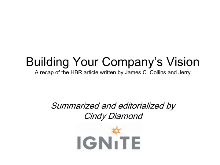 building your company s vision a recap