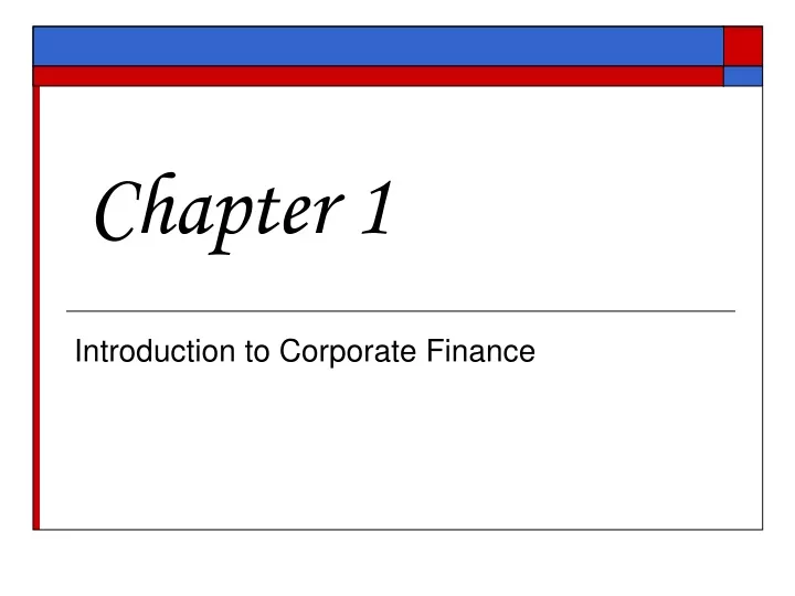 introduction to corporate finance