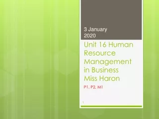 Unit 16 Human Resource Management in Business Miss  Haron