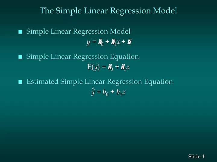 the simple linear regression model