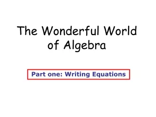 The Wonderful World of Algebra