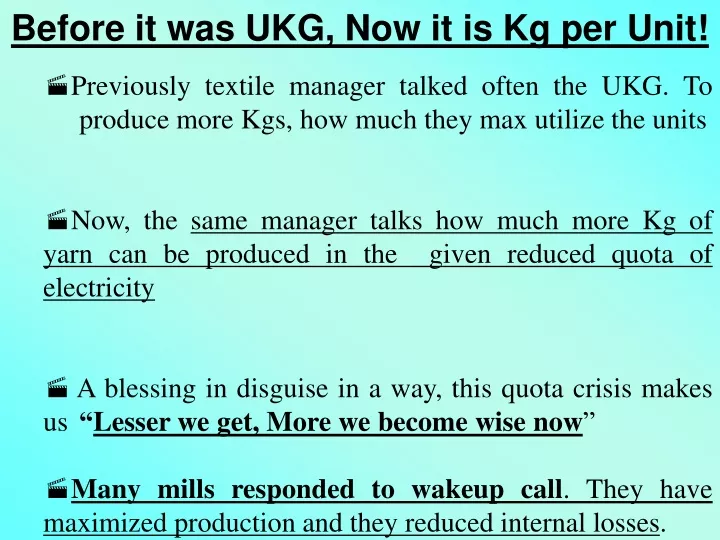 before it was ukg now it is kg per unit