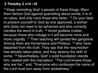 2 Timothy 2 v14 -19