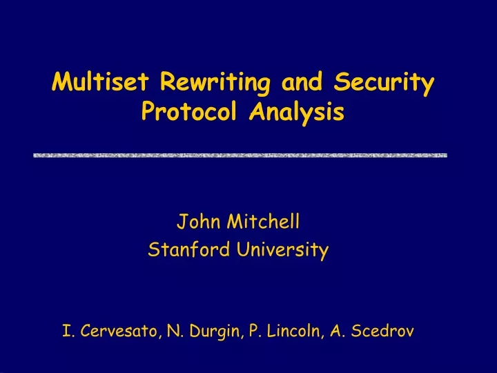 multiset rewriting and security protocol analysis