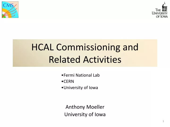 hcal commissioning and related activities