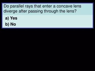 Do parallel rays that enter a concave lens diverge after passing through the lens?