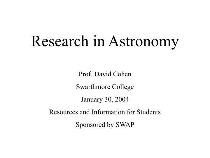 research in astronomy