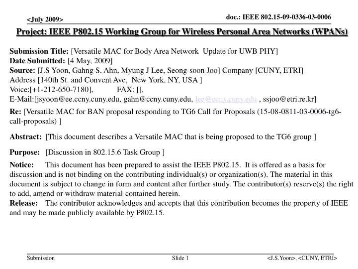 project ieee p802 15 working group for wireless