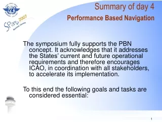 Summary of day 4 Performance Based Navigation