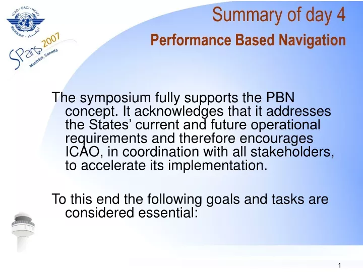 summary of day 4 performance based navigation