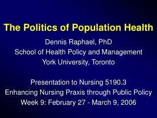The Politics of Population Health