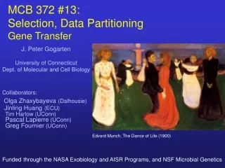 MCB 372 #13:   Selection, Data Partitioning Gene Transfer