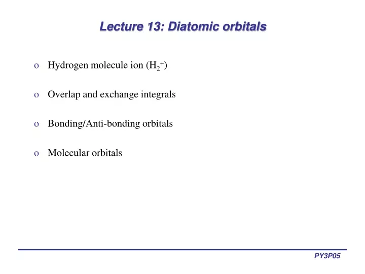 lecture 13 diatomic orbitals