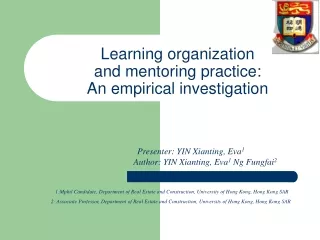 Learning organization  and mentoring practice:  An empirical investigation
