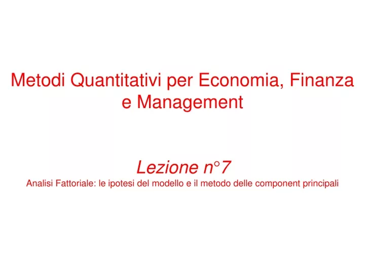 metodi quantitativi per economia finanza