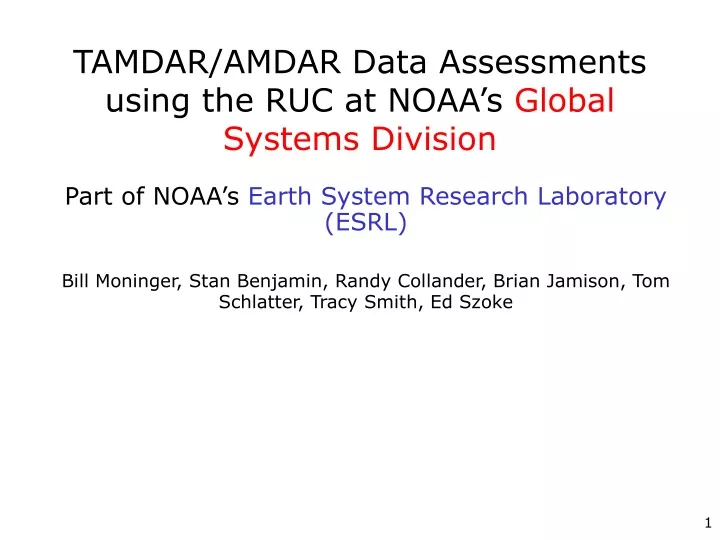 tamdar amdar data assessments using the ruc at noaa s global systems division