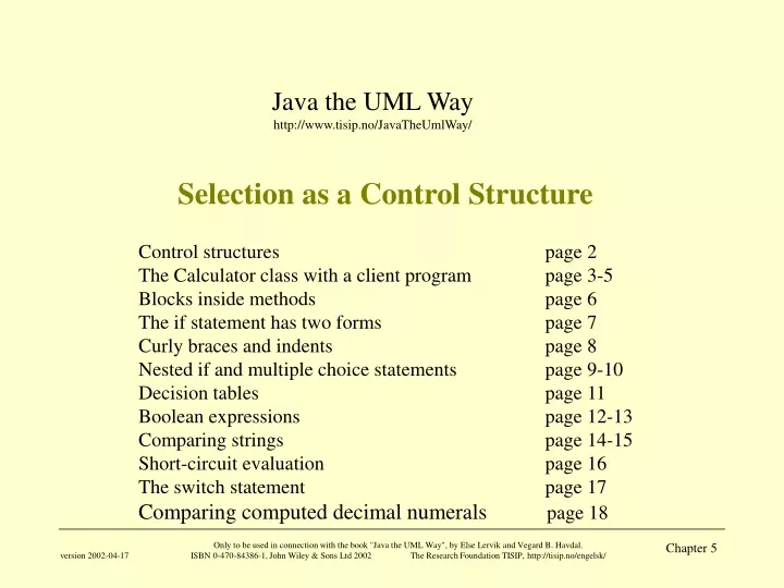 selection as a control structure