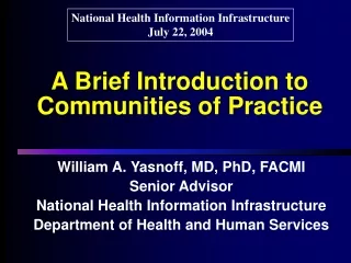 A Brief Introduction to Communities of Practice