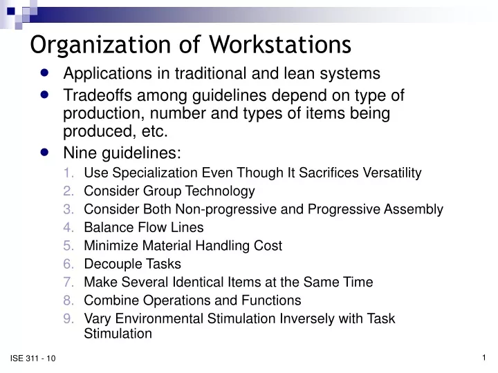 organization of workstations