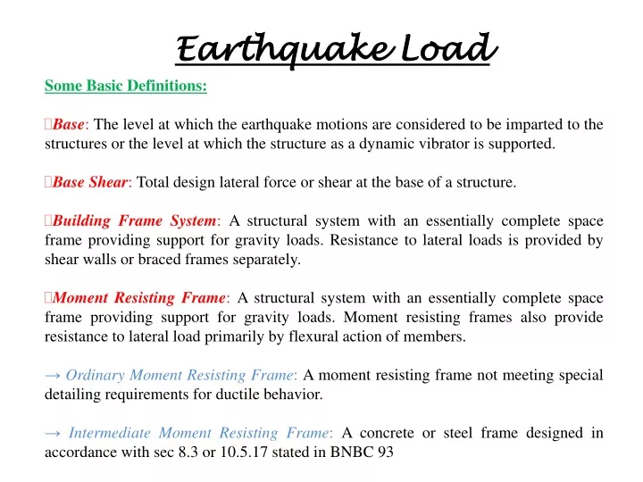 earthquake load