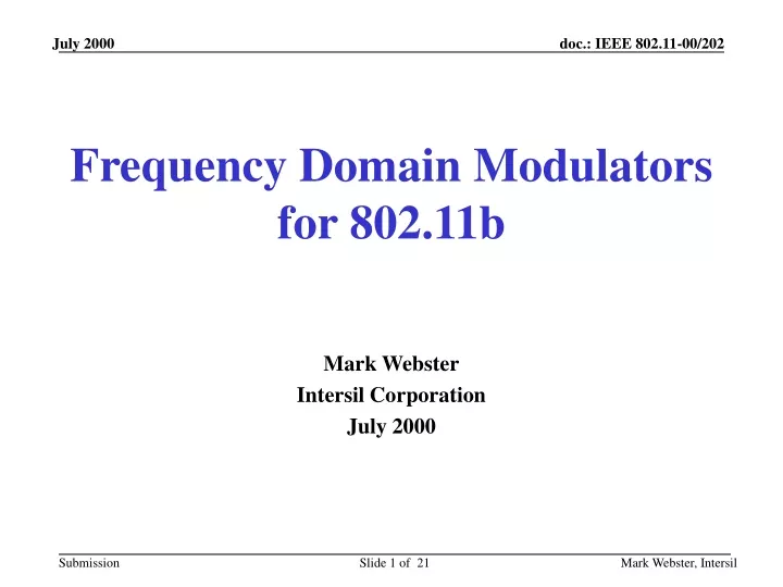 frequency domain modulators for 802 11b