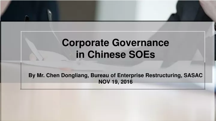 corporate governance in chinese soes by mr chen