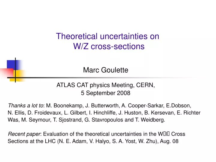theoretical uncertainties on w z cross sections
