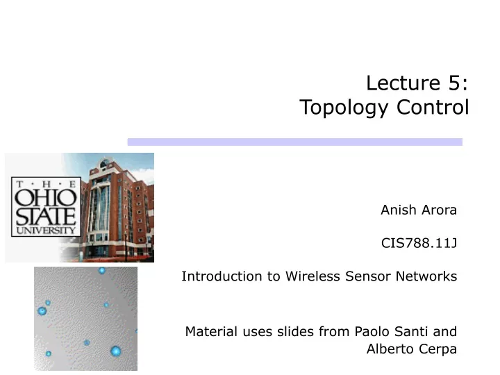 lecture 5 topology control