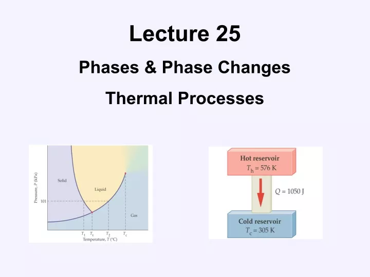 lecture 25 phases phase changes thermal processes