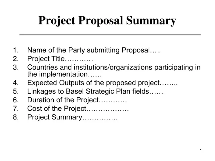 project proposal summary