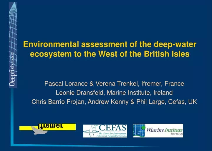 environmental assessment of the deep water ecosystem to the west of the british isles