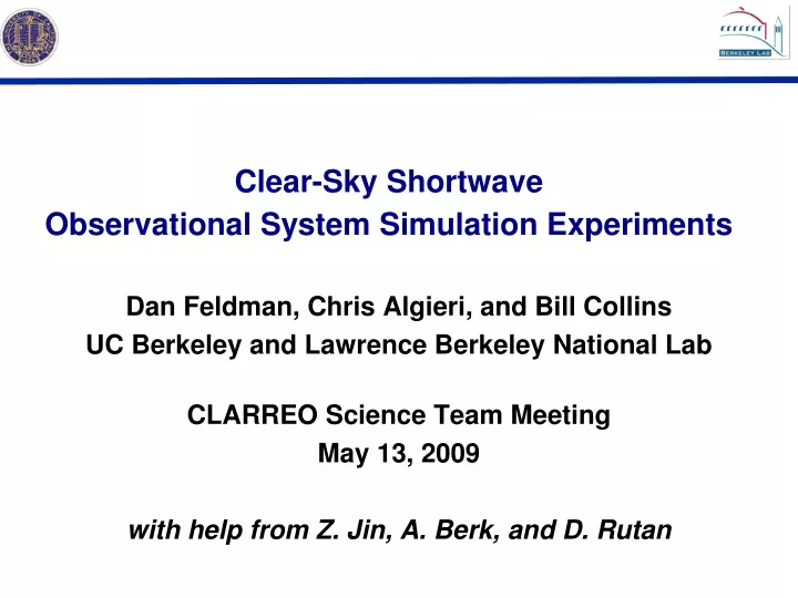 clear sky shortwave observational system simulation experiments