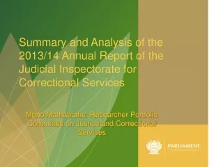 Mpho Mathabathe: Researcher Portfolio Committee on Justice and Correctional Services