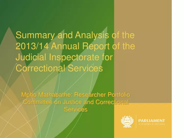summary and analysis of the 2013 14 annual report