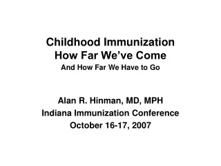 Childhood Immunization How Far We’ve Come And How Far We Have to Go