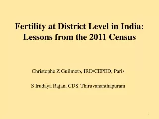 Fertility at District Level in India: Lessons from the 2011 Census